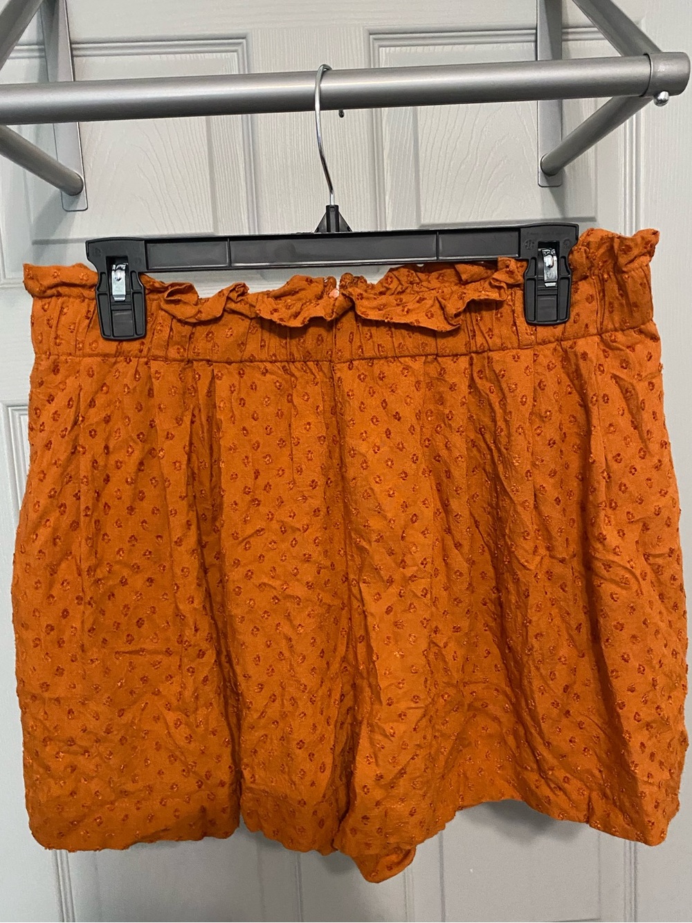 Rust Orange Ruffle Waist Shorts